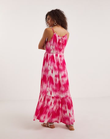 Ro&Zo Pink Tie Dye Texture Tie Waist Maxi Dress