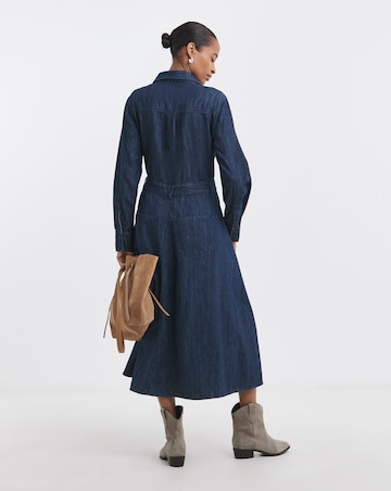 Indigo A Line Shirt Denim Dress