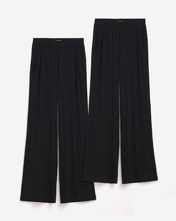 2 Pack Black Jersey Wide Leg Trousers