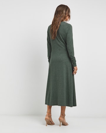 Zip Front Ruched Long Sleeve Dress