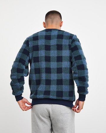 Borg Fleece Check Lounge Crew Jumper