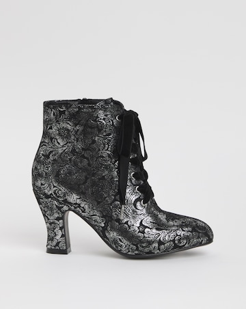 Joe Browns Velvet Printed Lace Up Bootie Wide Fit