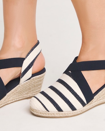 Cassie Crossover Elasticated Espadrille Sandals Extra Wide EEE Fit