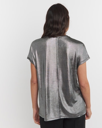 Silver V Neck Foil T-Shirt