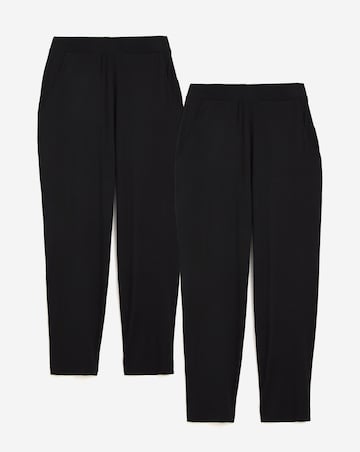 2 Pack Black Jersey Tapered Leg Trousers