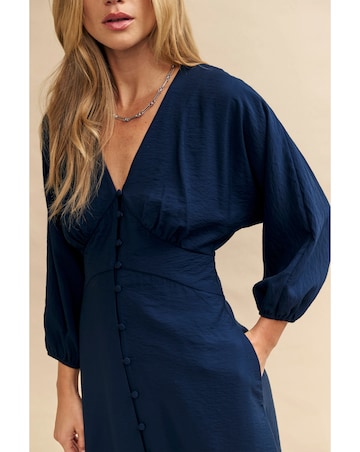 Nobody's Child Navy Batwing-sleeve Hester Midi Dress