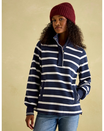 Joules Burham Striped Quarter Zip Funnel Neck Sweatshirt