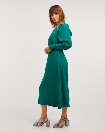 Joanna Hope Peacock Embellished Midi Dress