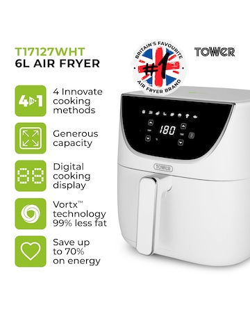 Tower Vortx White 6L Digital Air Fryer