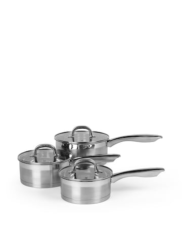 Salter Timeless 3 Piece Stainless Steel Pan Set