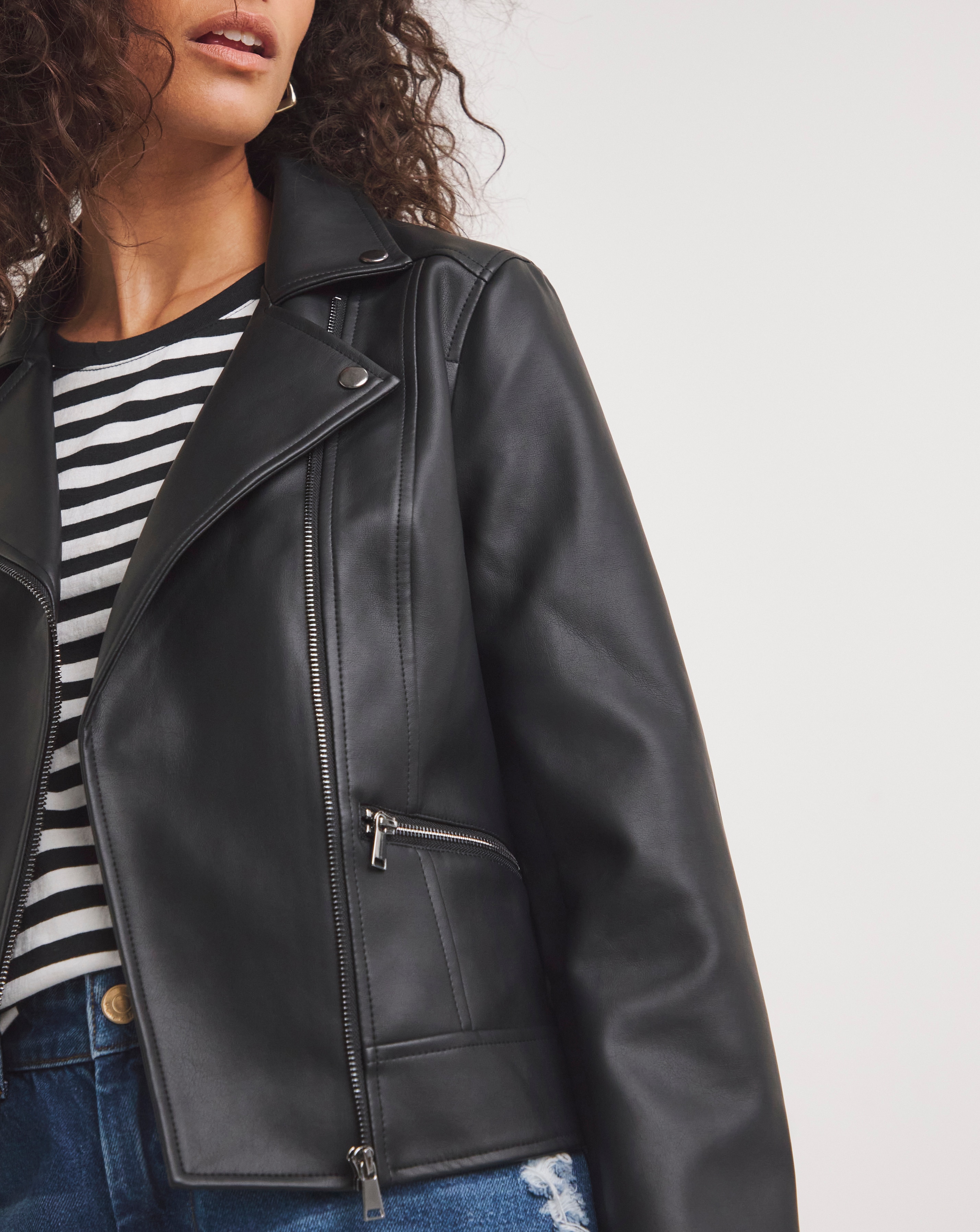 Black Faux Leather Biker Jacket JD Williams