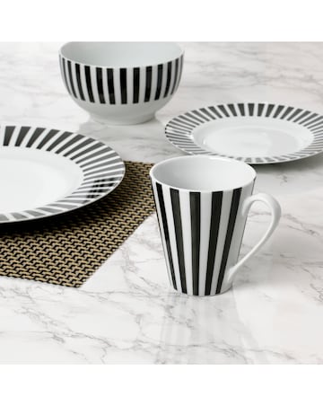 Waterside Black and White Stripe 24 Piece Dinner Set