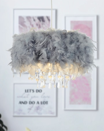 Feather Pendant Shade with Acrylic Drops