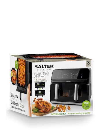 Salter EK5728 8L Dual Air Fryer with Optional Compartment Divider