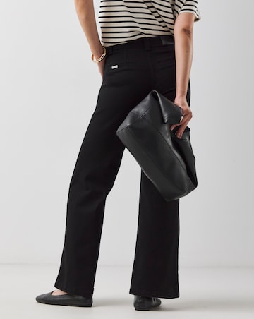 Black Pocket Front Wide Leg Jeans