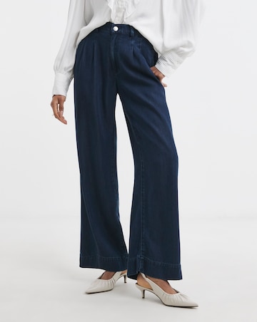 Indigo Lyocell Wide Leg Jeans