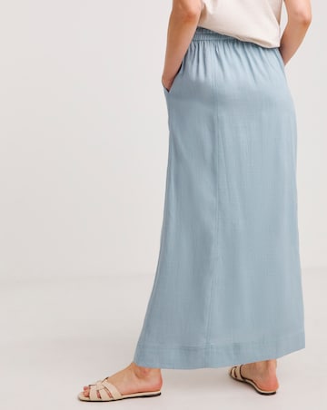 Denim Blue Linen Mix Maxi Skirt