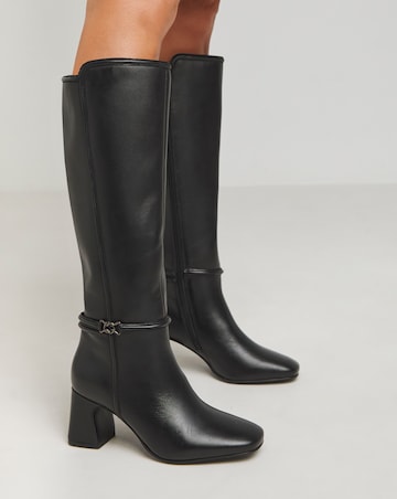 Lainey Leather Knee High Heeled Boots Extra Wide EEE Fit Super Curvy Calf