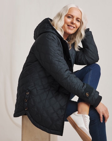 Julipa Quilted Button Side Hooded Coat