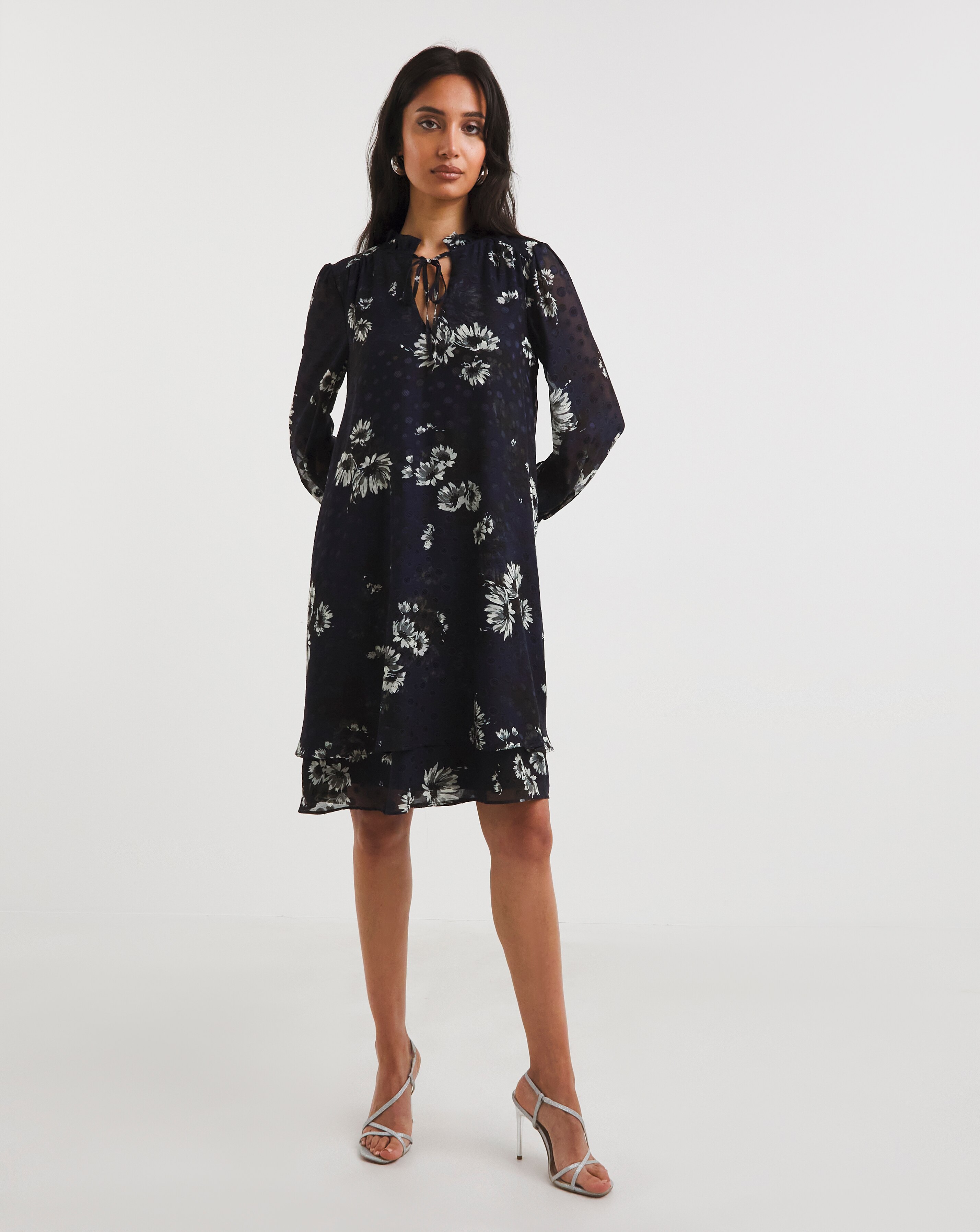 Joanna Hope Floral Dobby Spot Tiered Swing Dress JD Williams