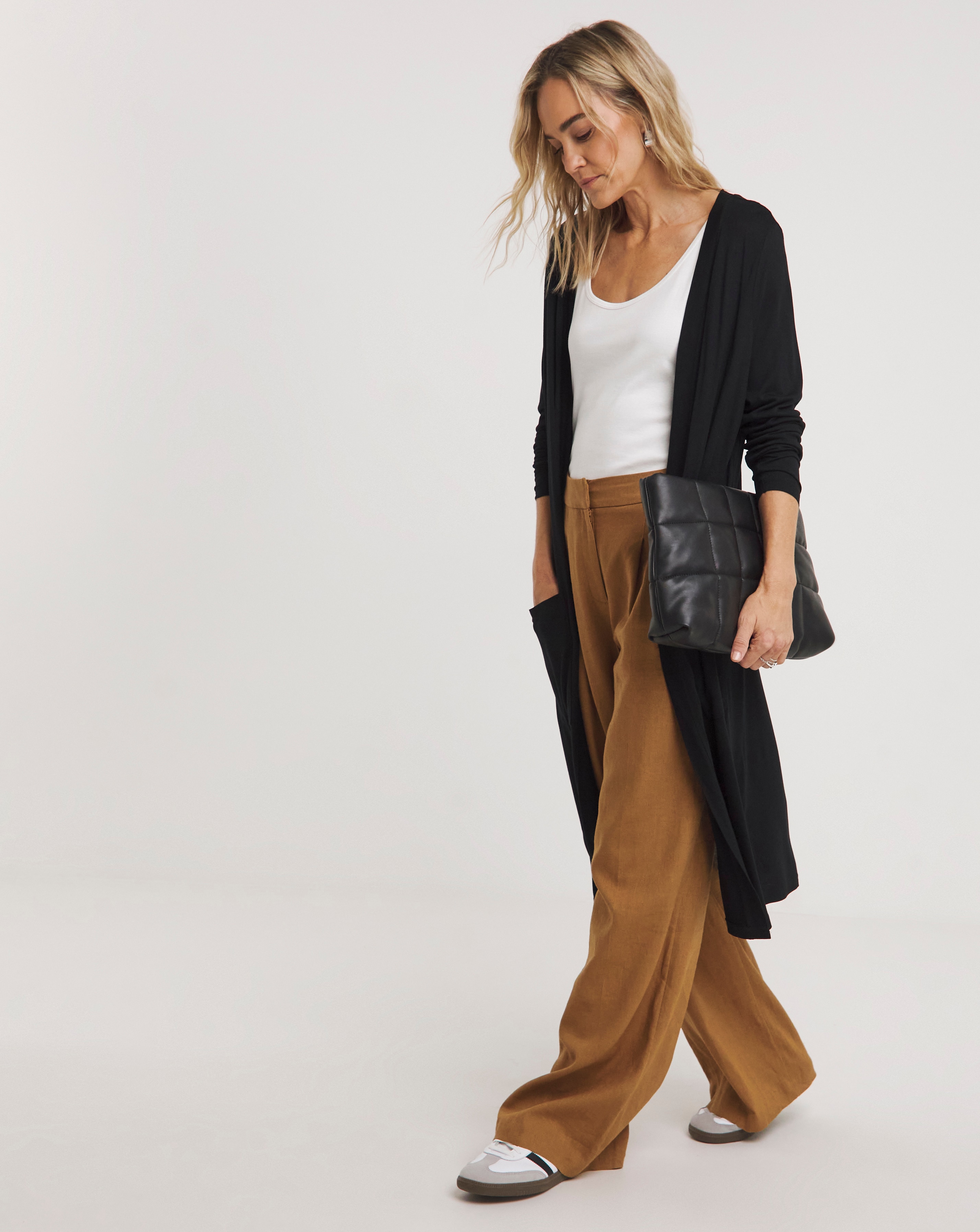 Black Longline Jersey Pocket Cardigan JD Williams