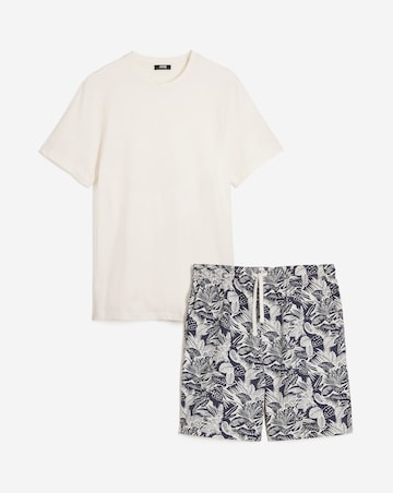 Jersey Tee and Woven Shorts Leaf Pyjama Set