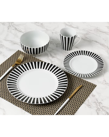 Waterside Black and White Stripe 24 Piece Dinner Set