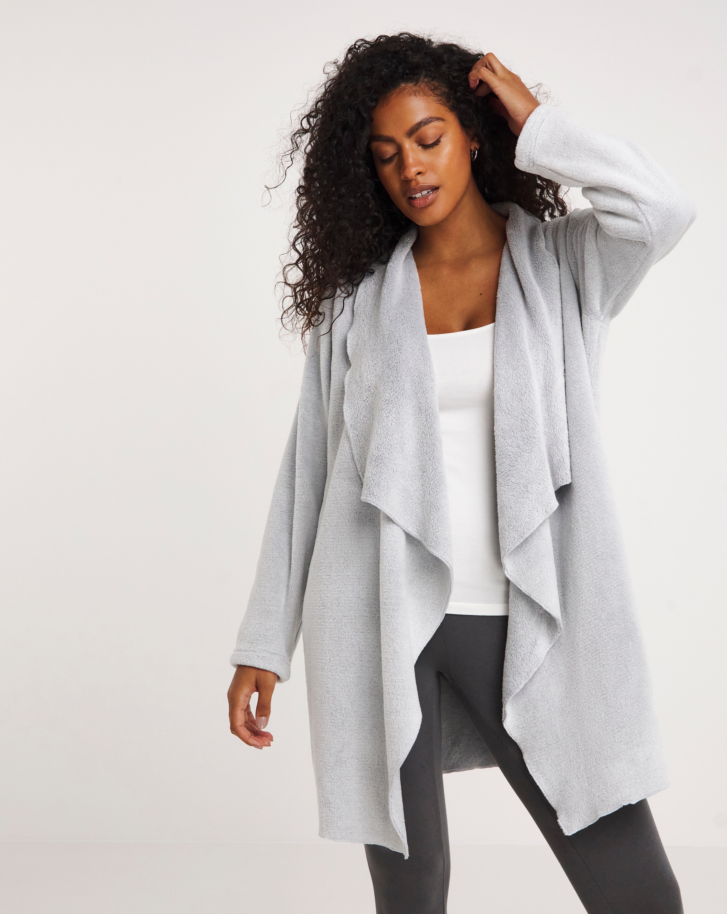 Grey waterfall cardigan hotsell