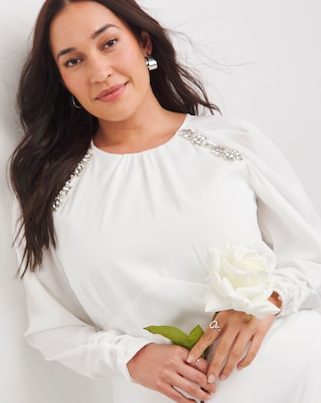 Joanna Hope Ivory Embellished Bridal Midi Dress