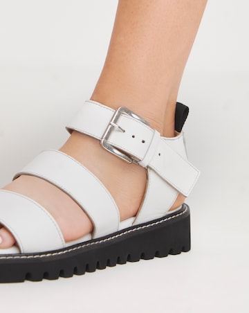 Lyla Leather Chunky Buckle Sandals Extra Wide EEE Fit