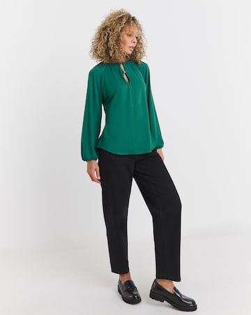 Button Trim Long Sleeve Top