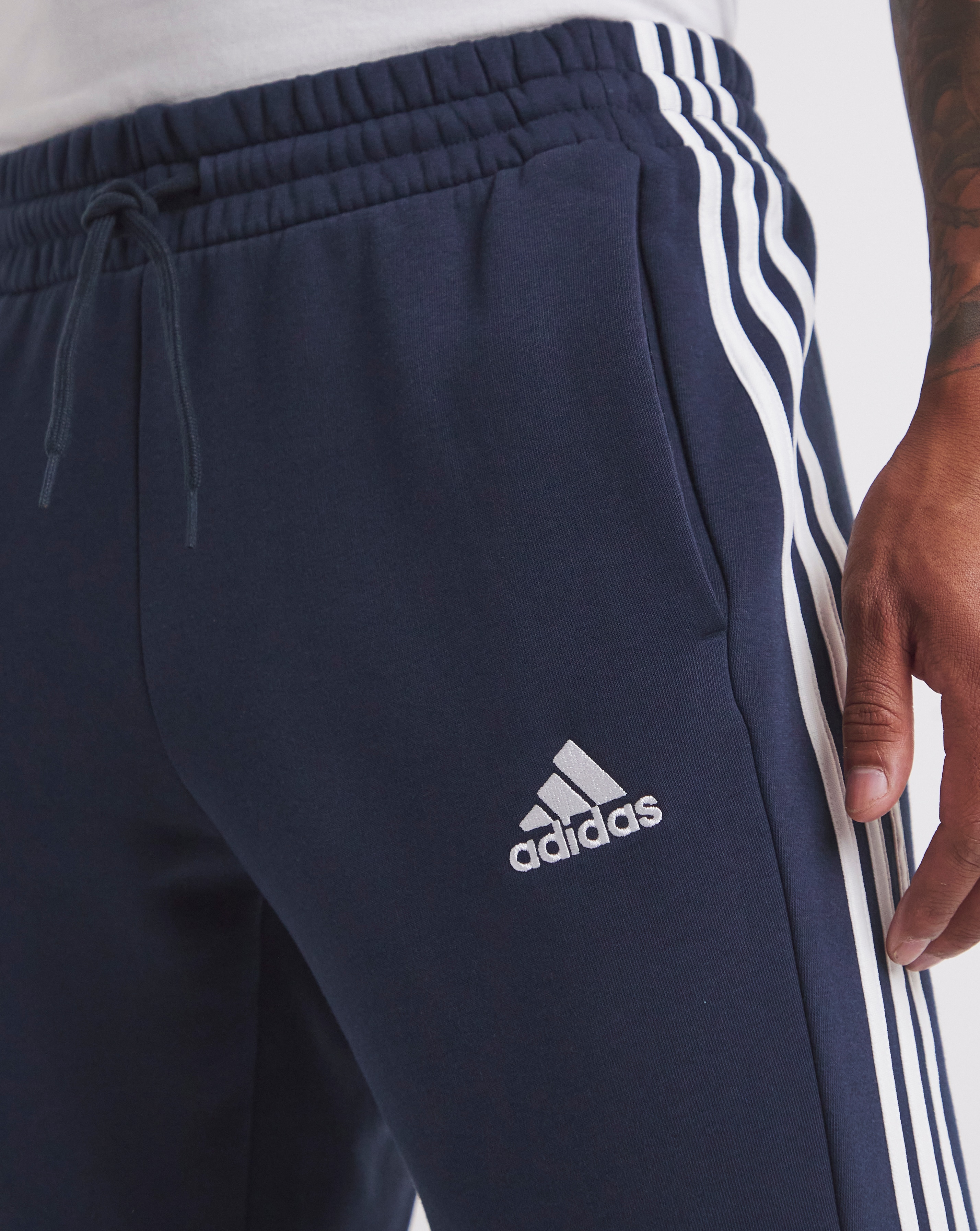 Adidas 3 stripe fleece joggers deals