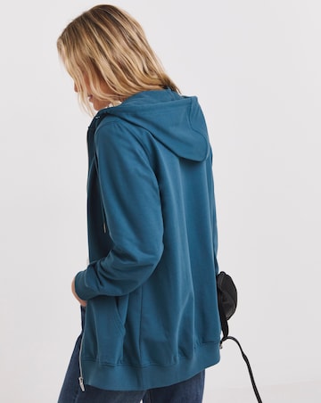 Indigo Longline Zip Hoodie