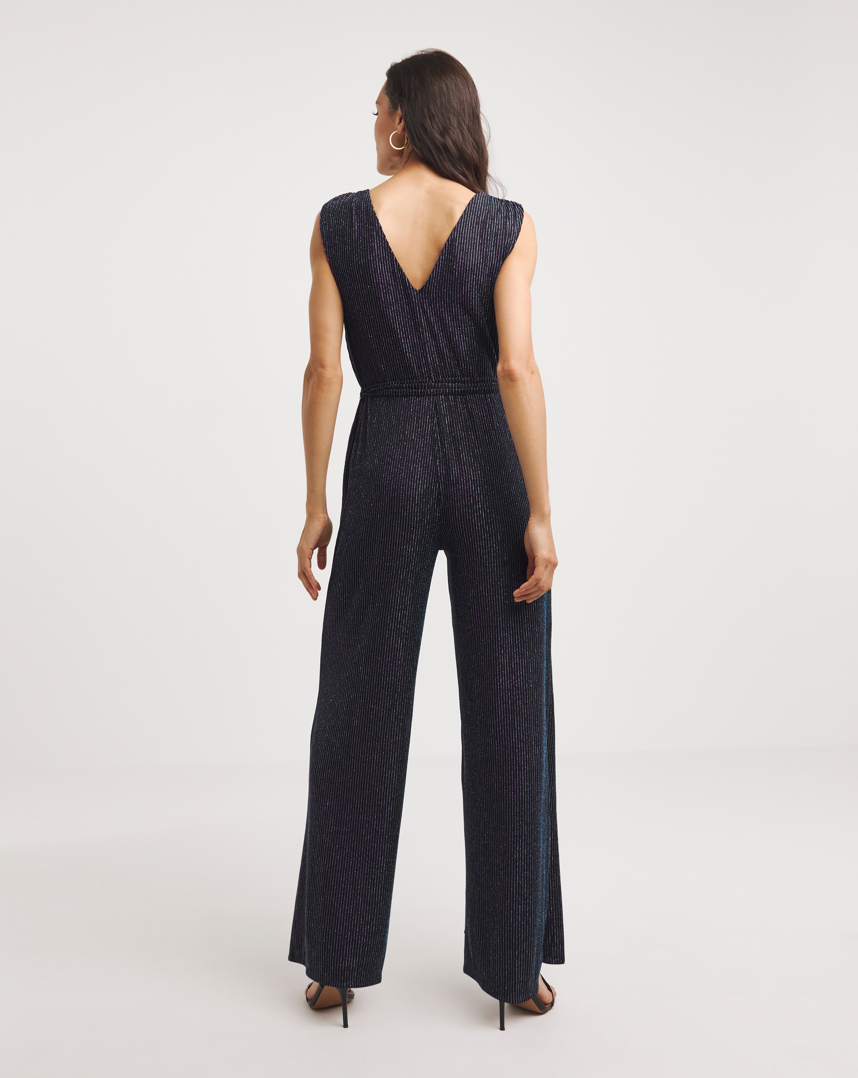 Glitter Stripe Plunge Jumpsuit JD Williams