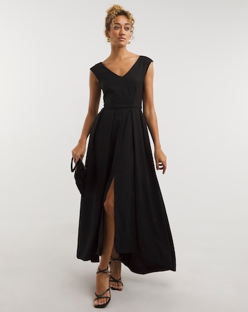 Closet London High-Low Pleated Shimmer Dress