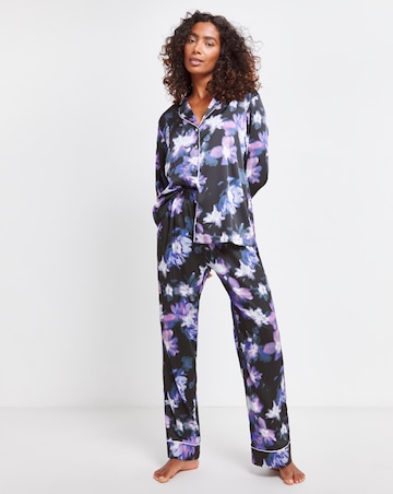 Figleaves Stretch Satin Button Through Pyjama Set