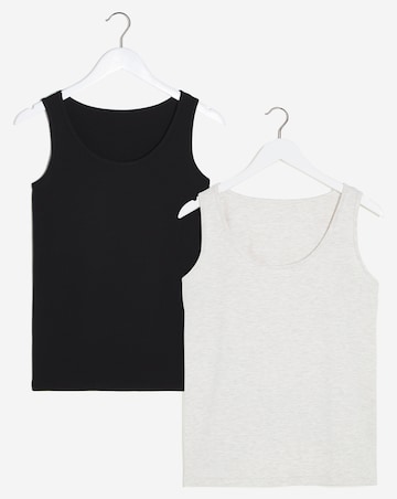 2 Pack Thermal Vest Tops - Black/Oatmeal