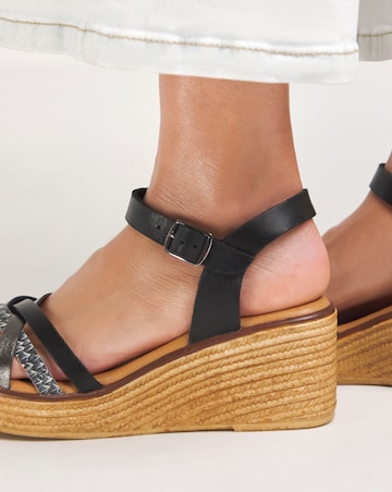 Jude Leather Strappy Wedge Sandal Extra Wide EEE Fit