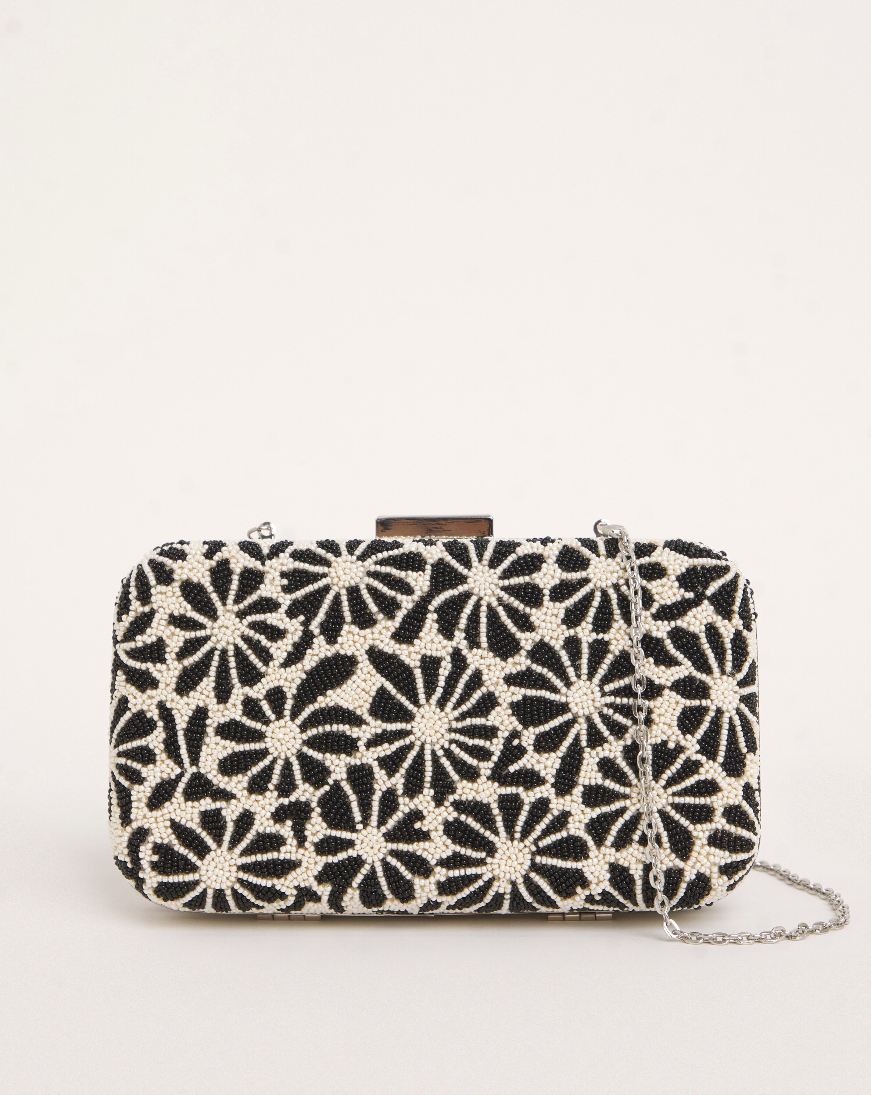 Joanna Hope Black Multi Floral Beaded Clutch Bag JD Williams