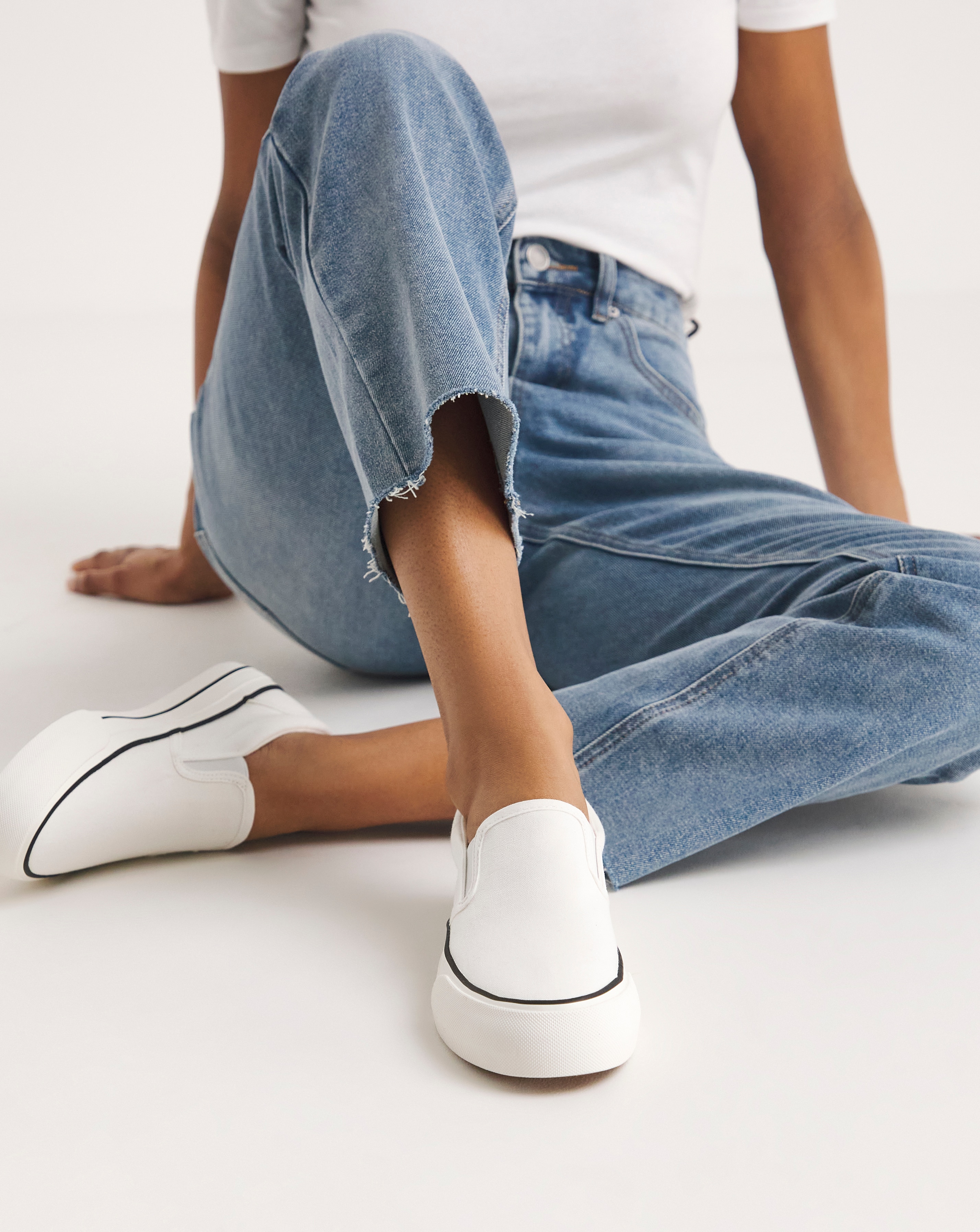 Ladies white slip on trainers on sale