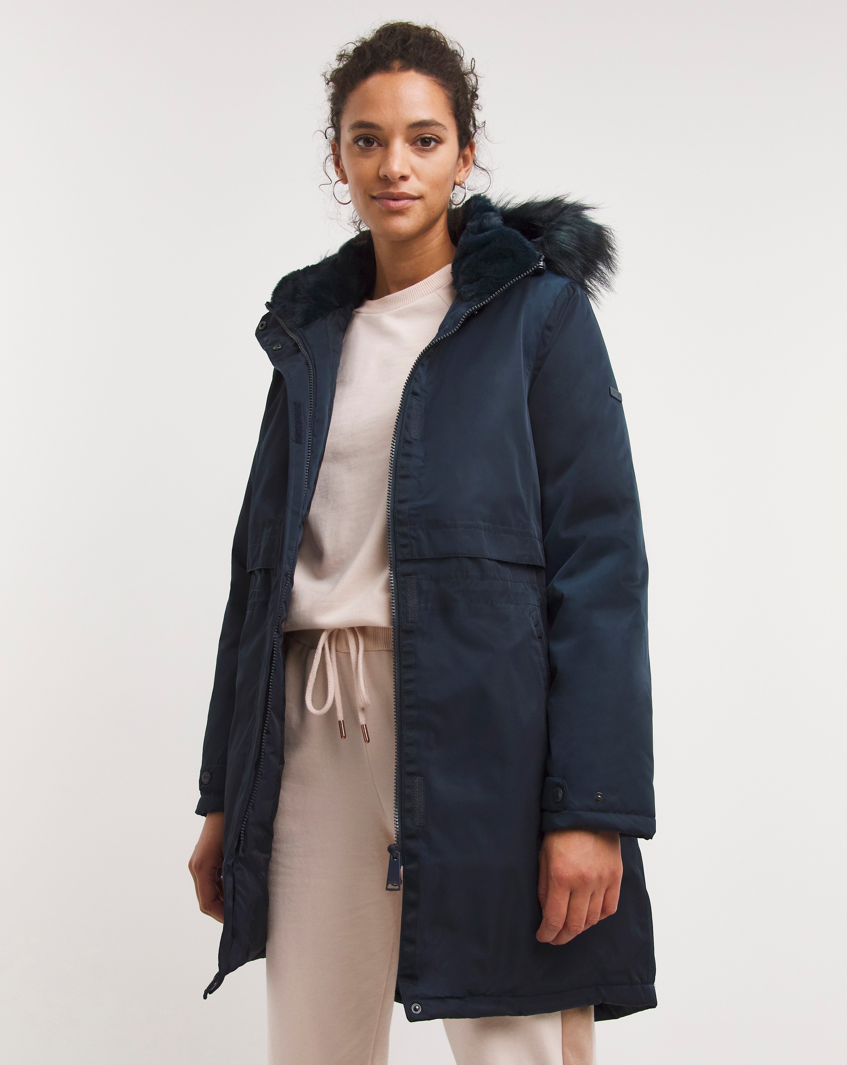 Navy Faux Fur Trim Parka JD Williams