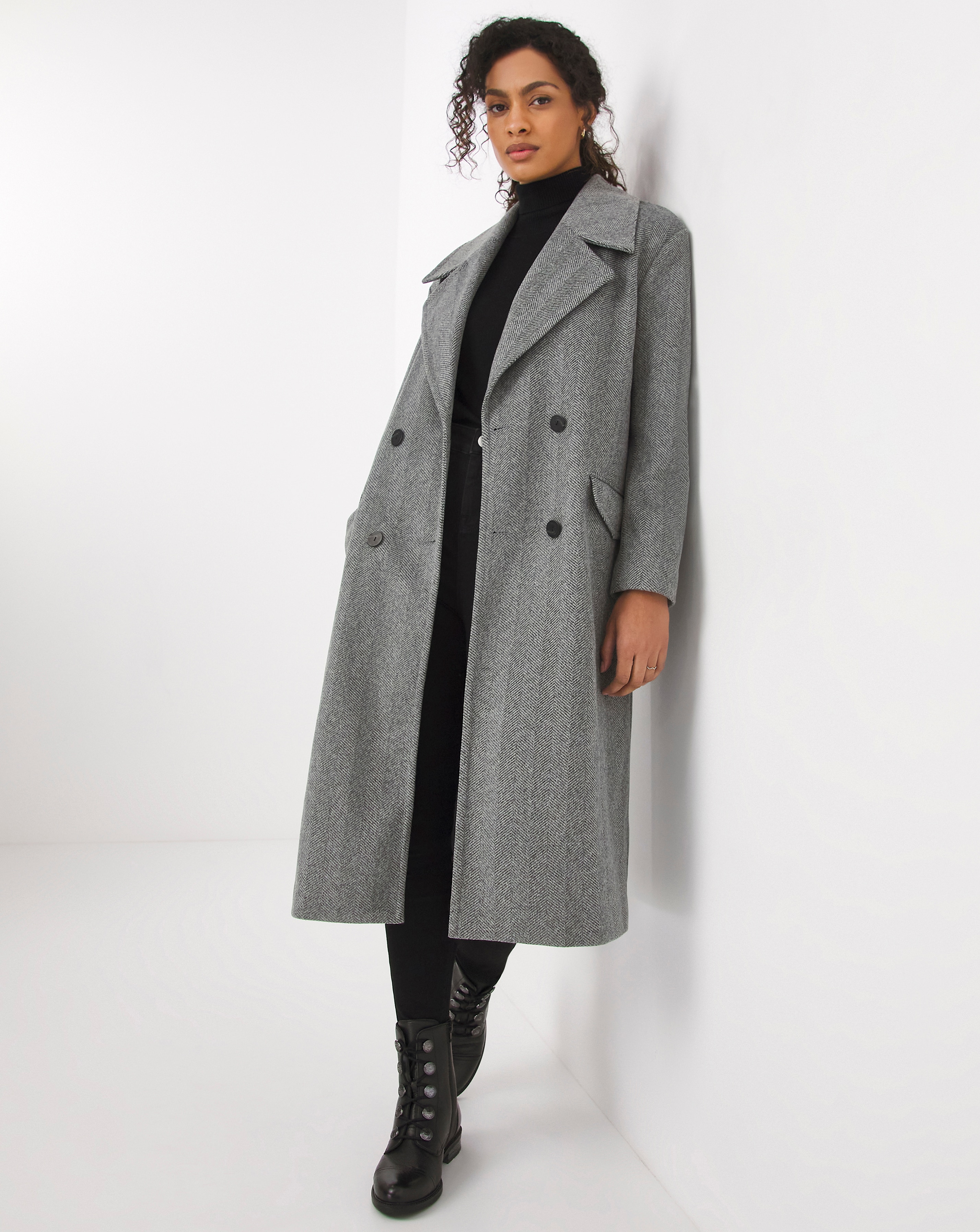 womens grey herringbone coat