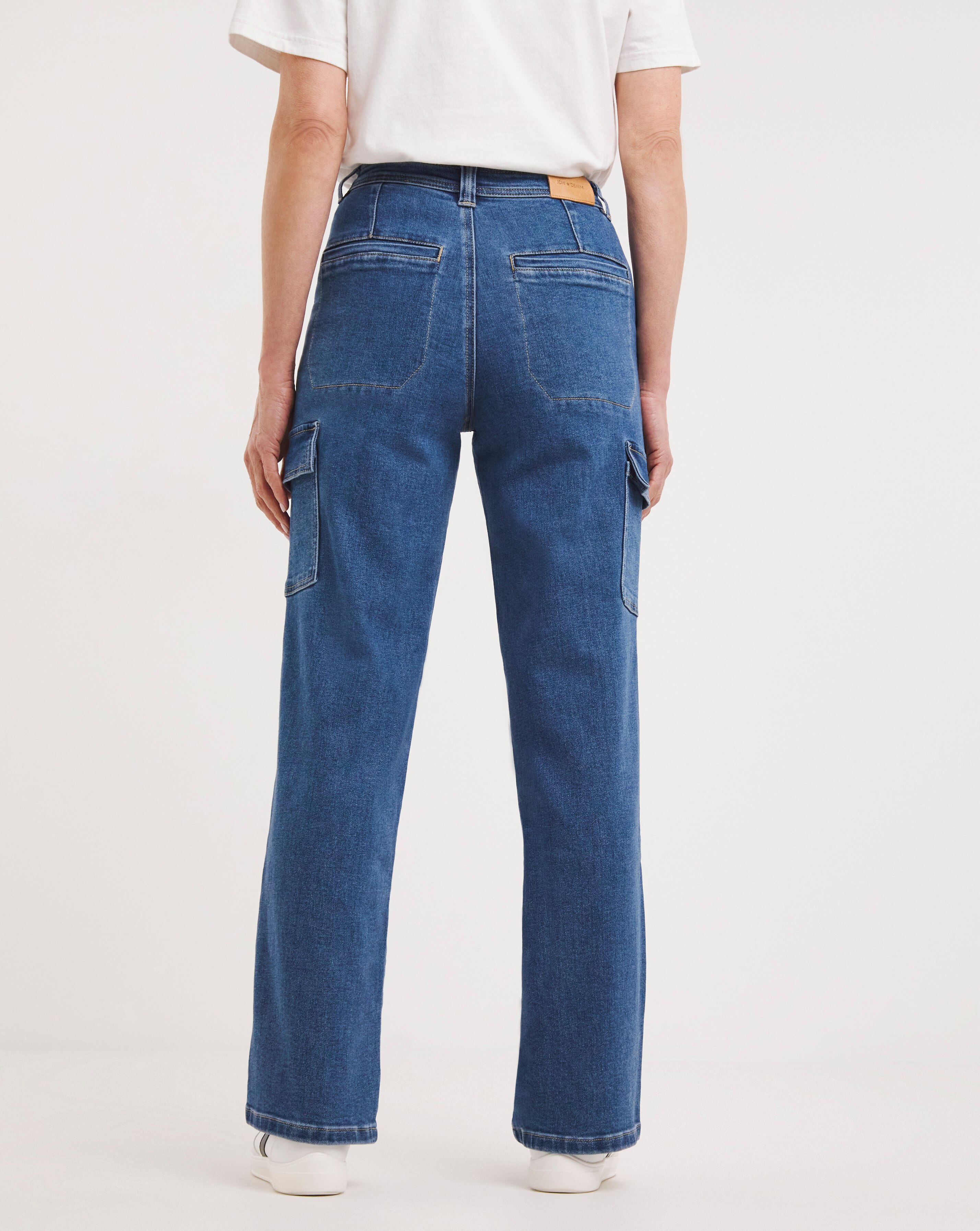 Mid wash cargo deals pocket jean