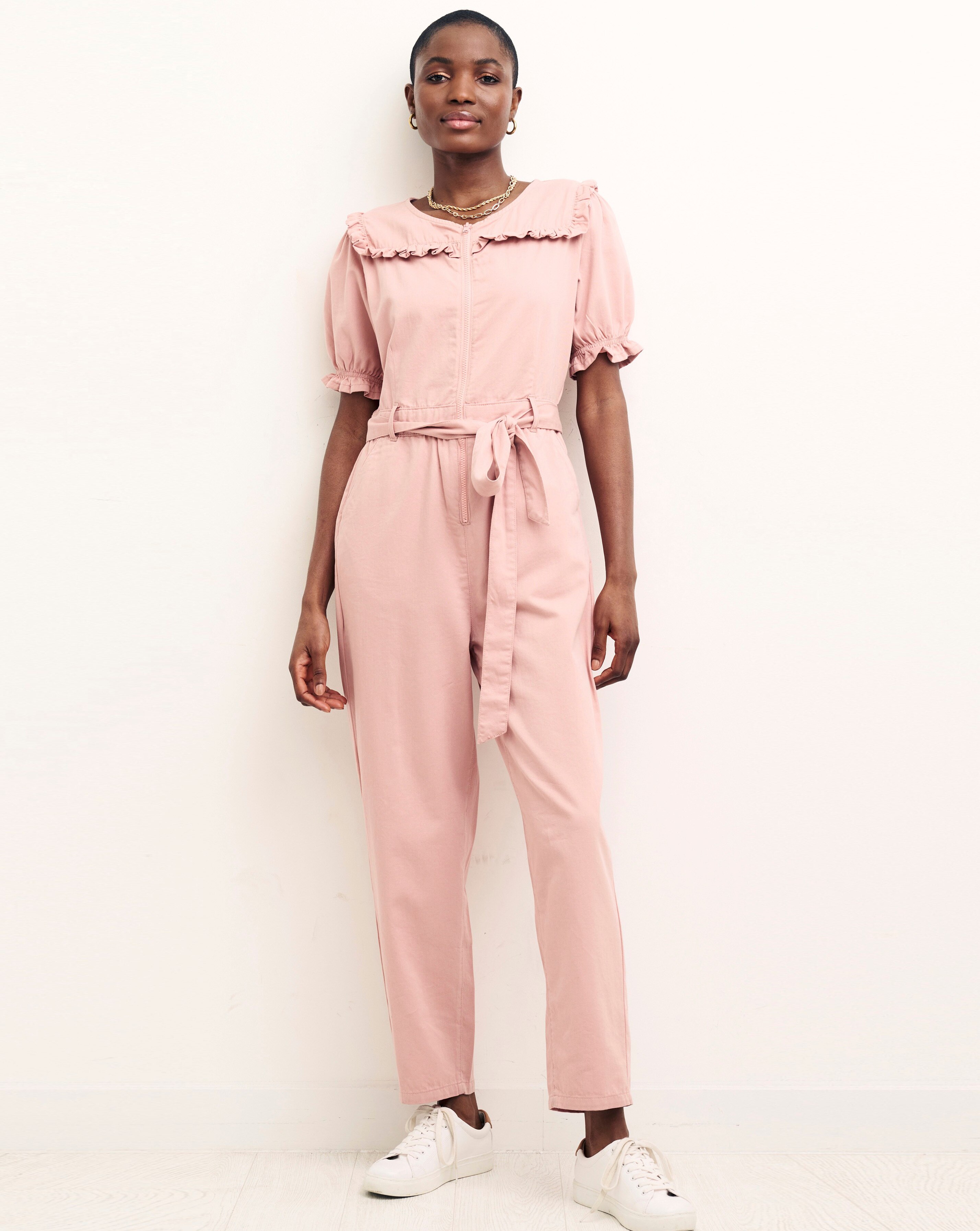 Pink jumpsuit with store sleeves