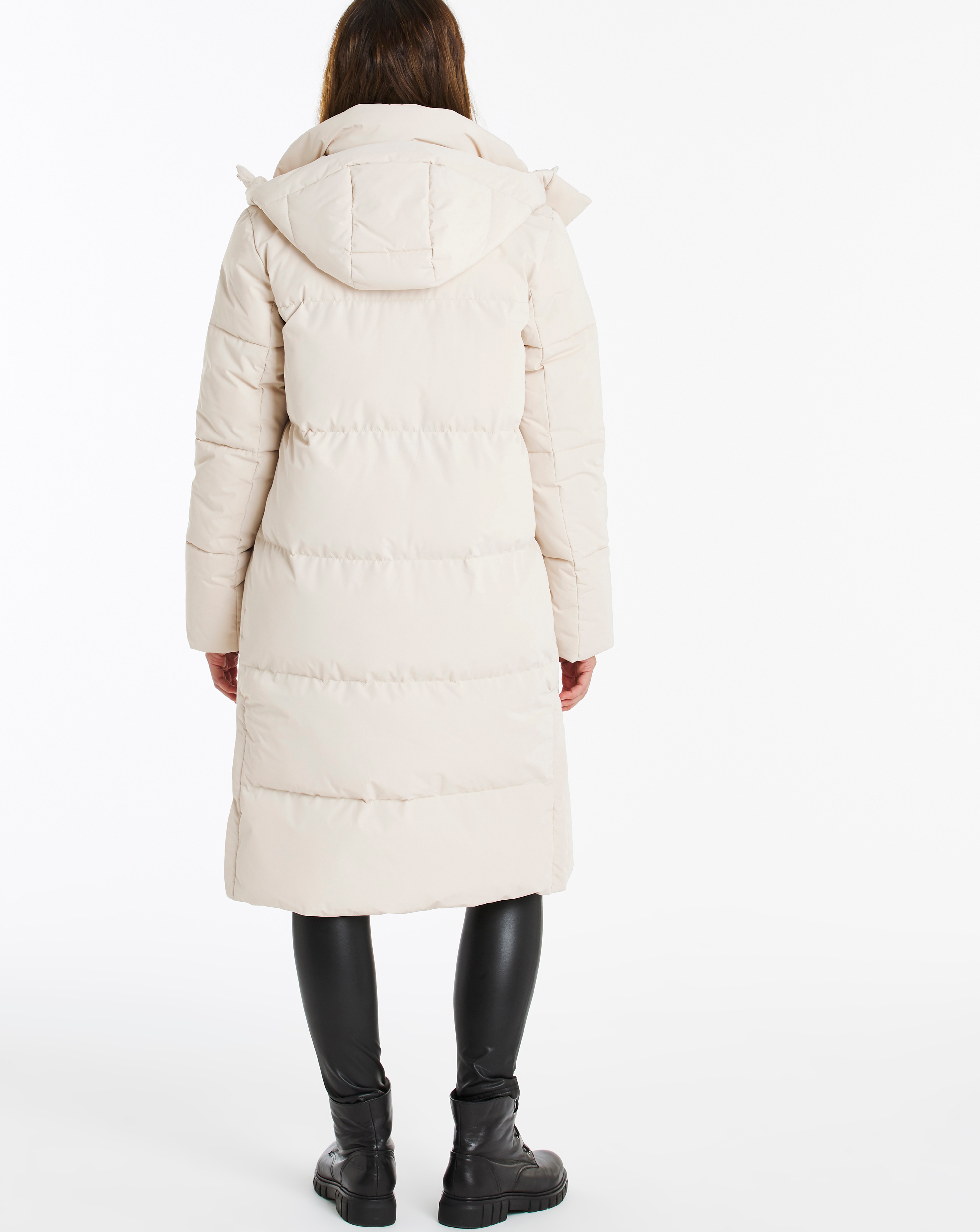 ecru long padded duvet coat