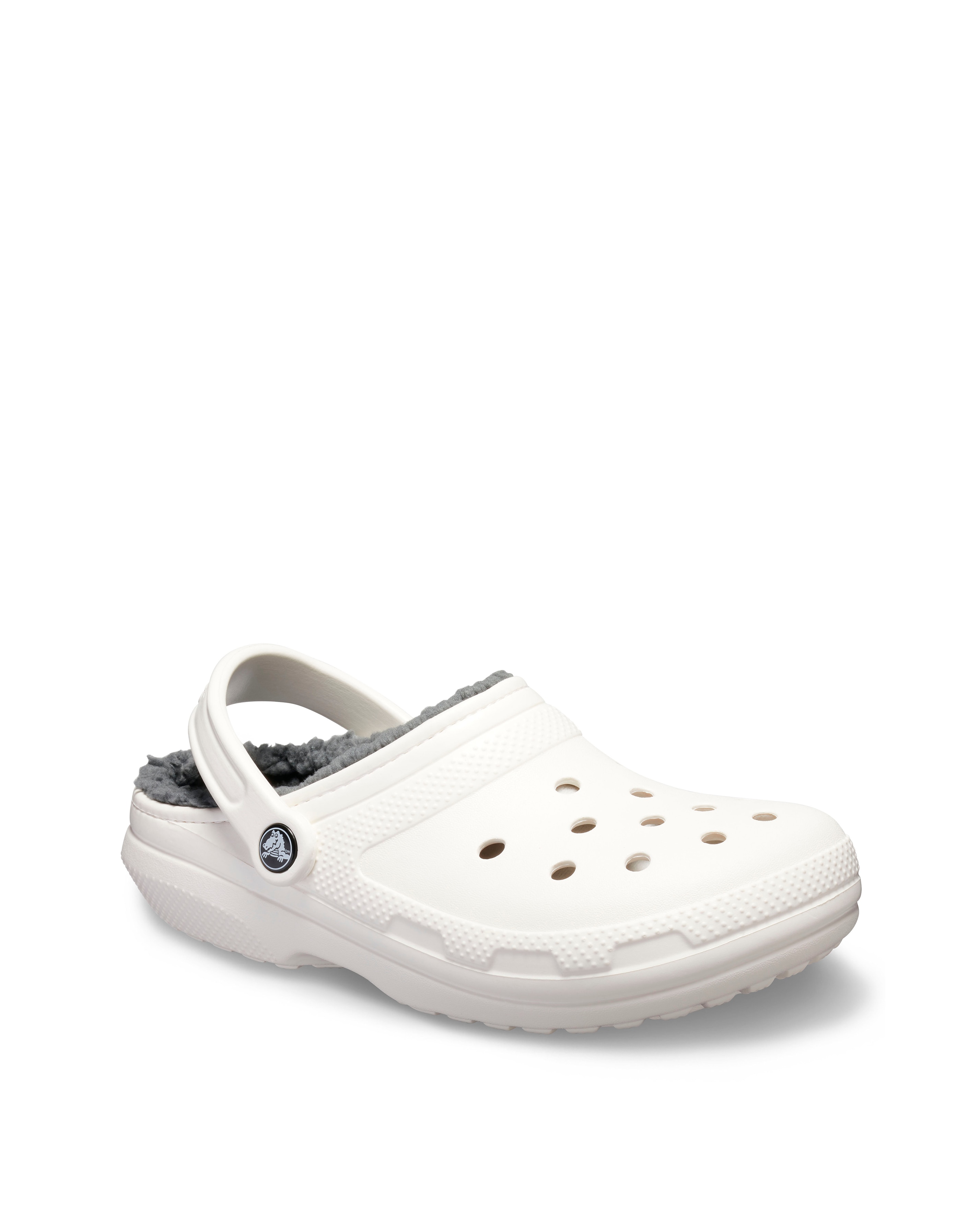 White classic store fuzz lined crocs