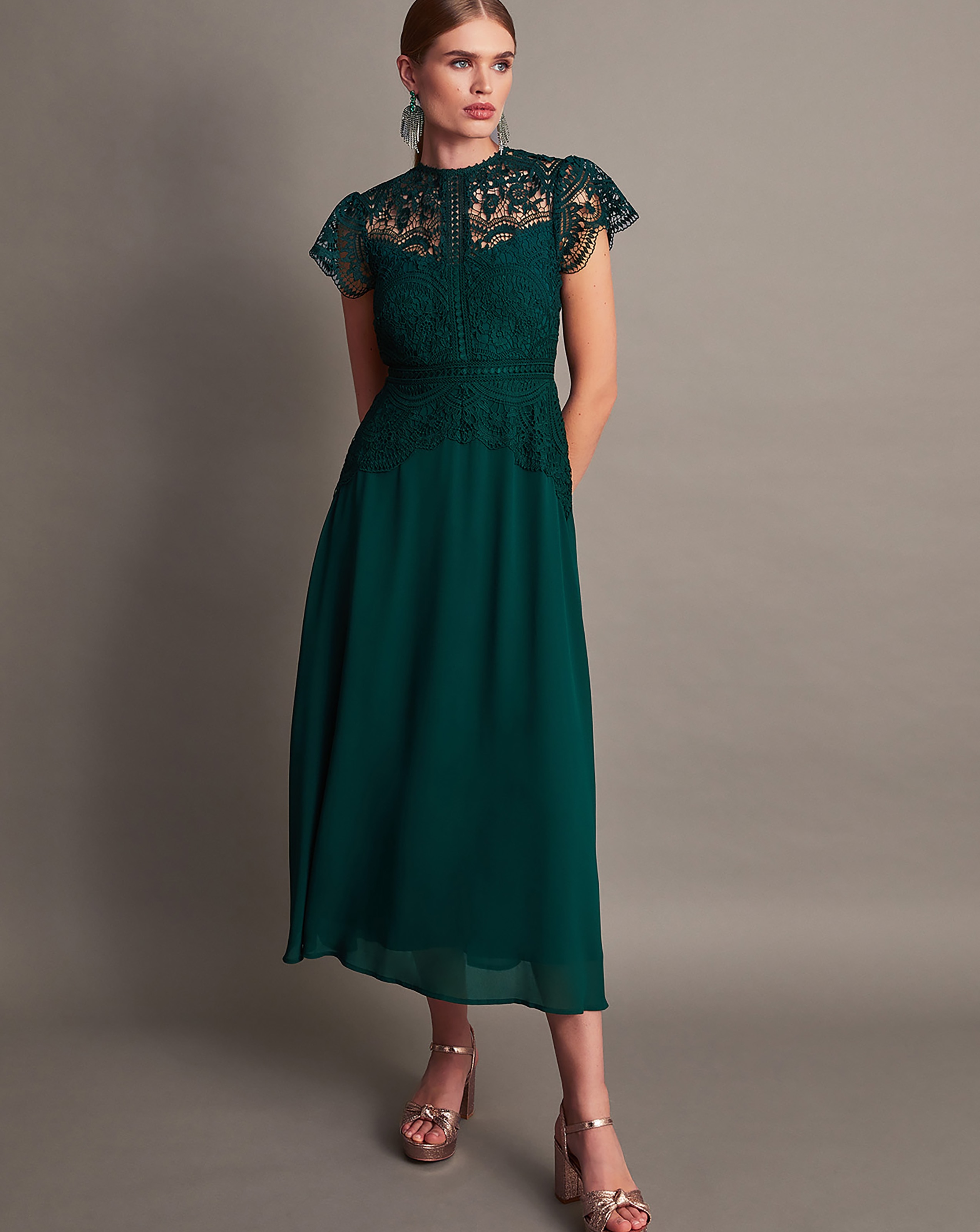 Monsoon Monica Lace Midi Dress JD Williams