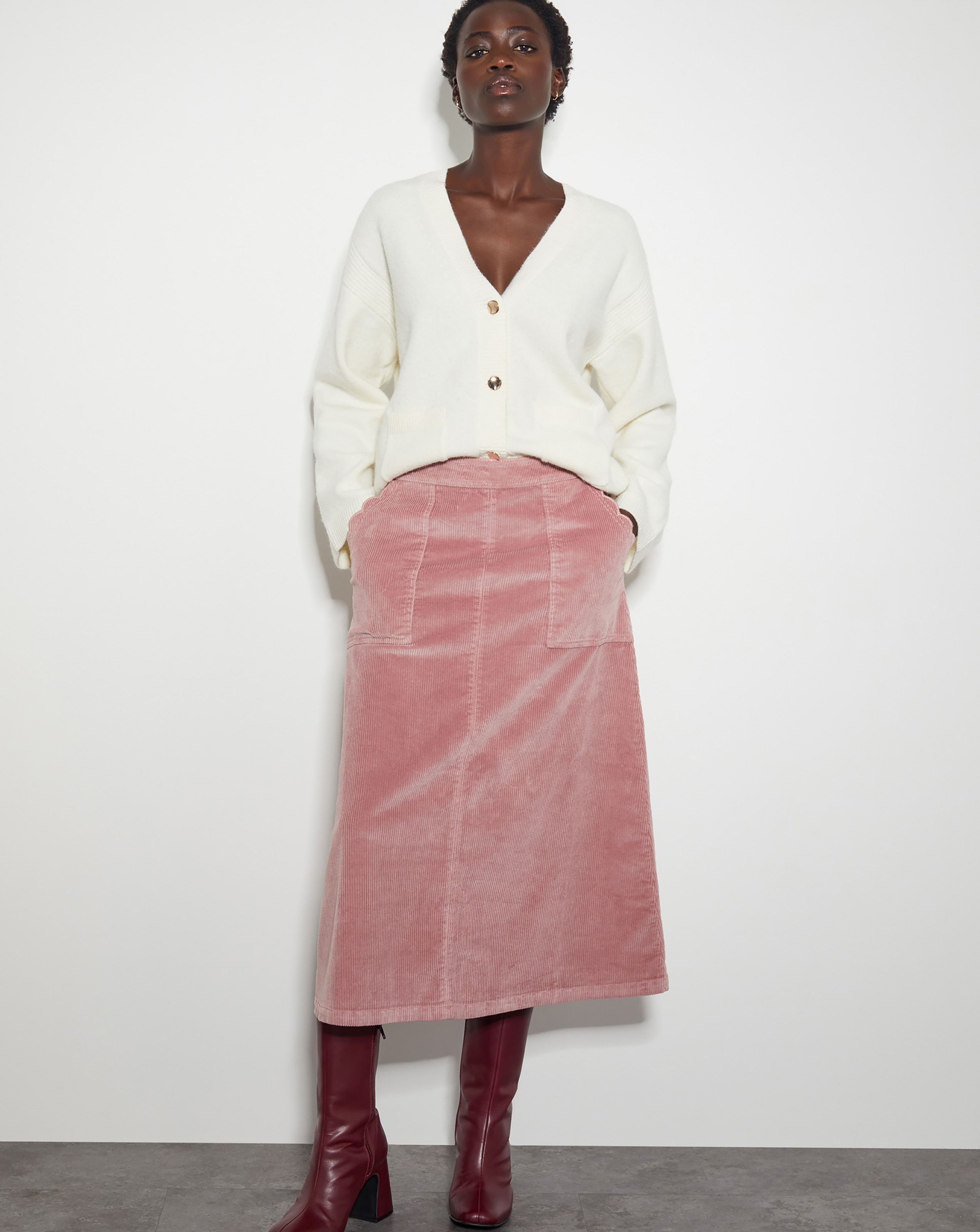 Monsoon Malika Corduroy Midi Skirt JD Williams