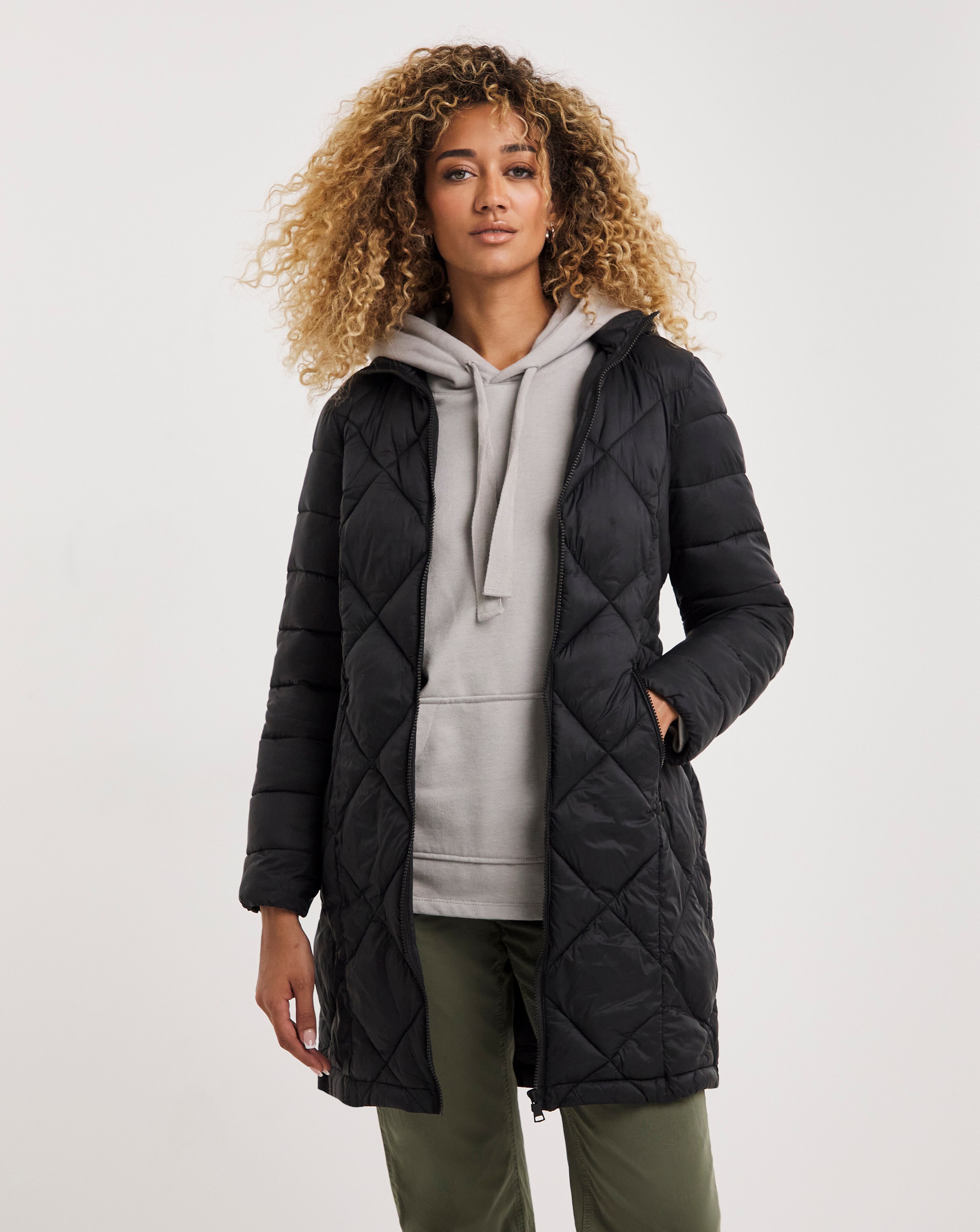 black lightweight puffer jacket women's