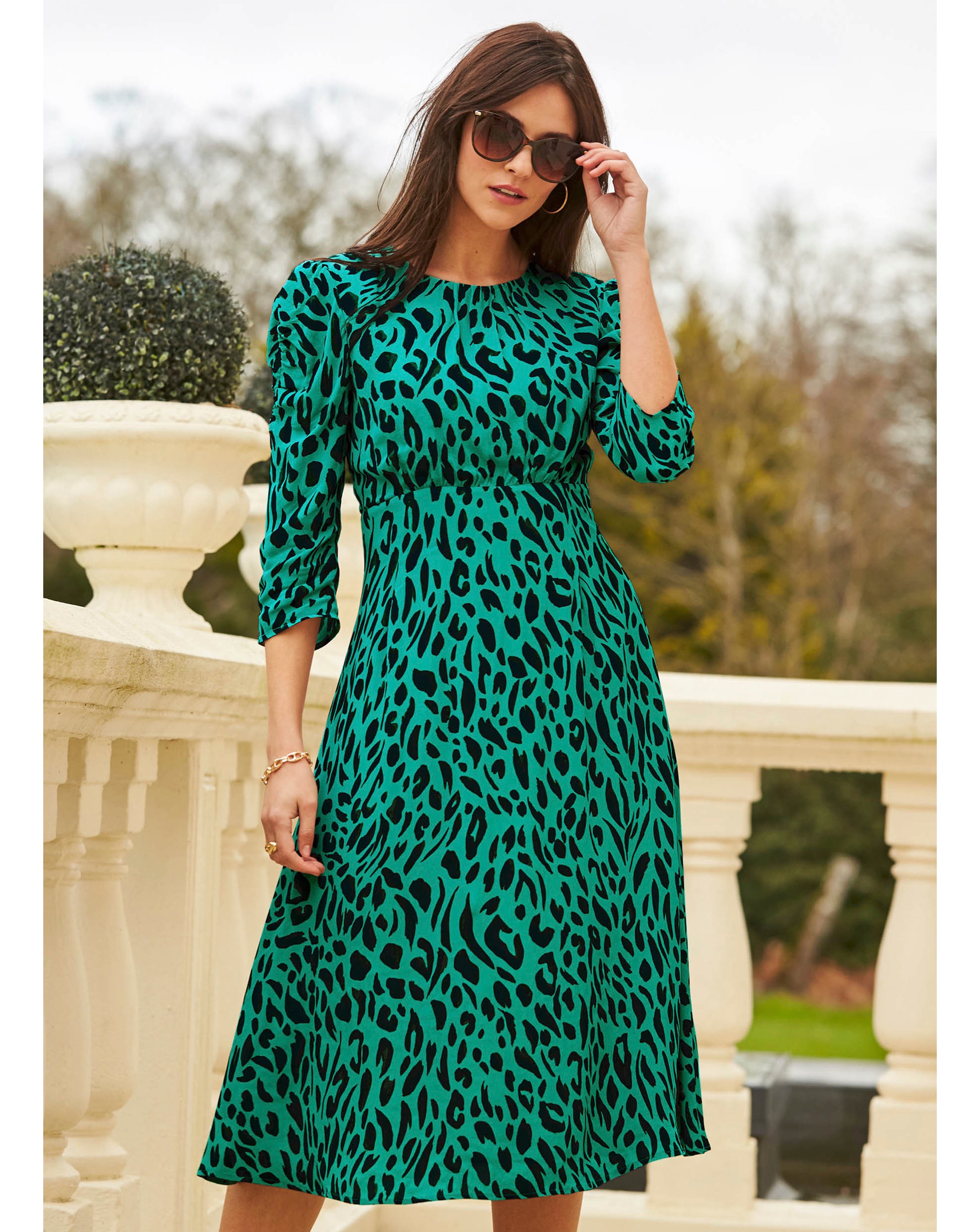 Green animal clearance print dress wallis